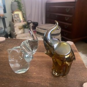 Hand blown glass elephants